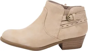 ~ RICO-2 ~ Girls Ankle Booties Boots Low 1 Inch Heel Side Zipper Side Buckle Western Style