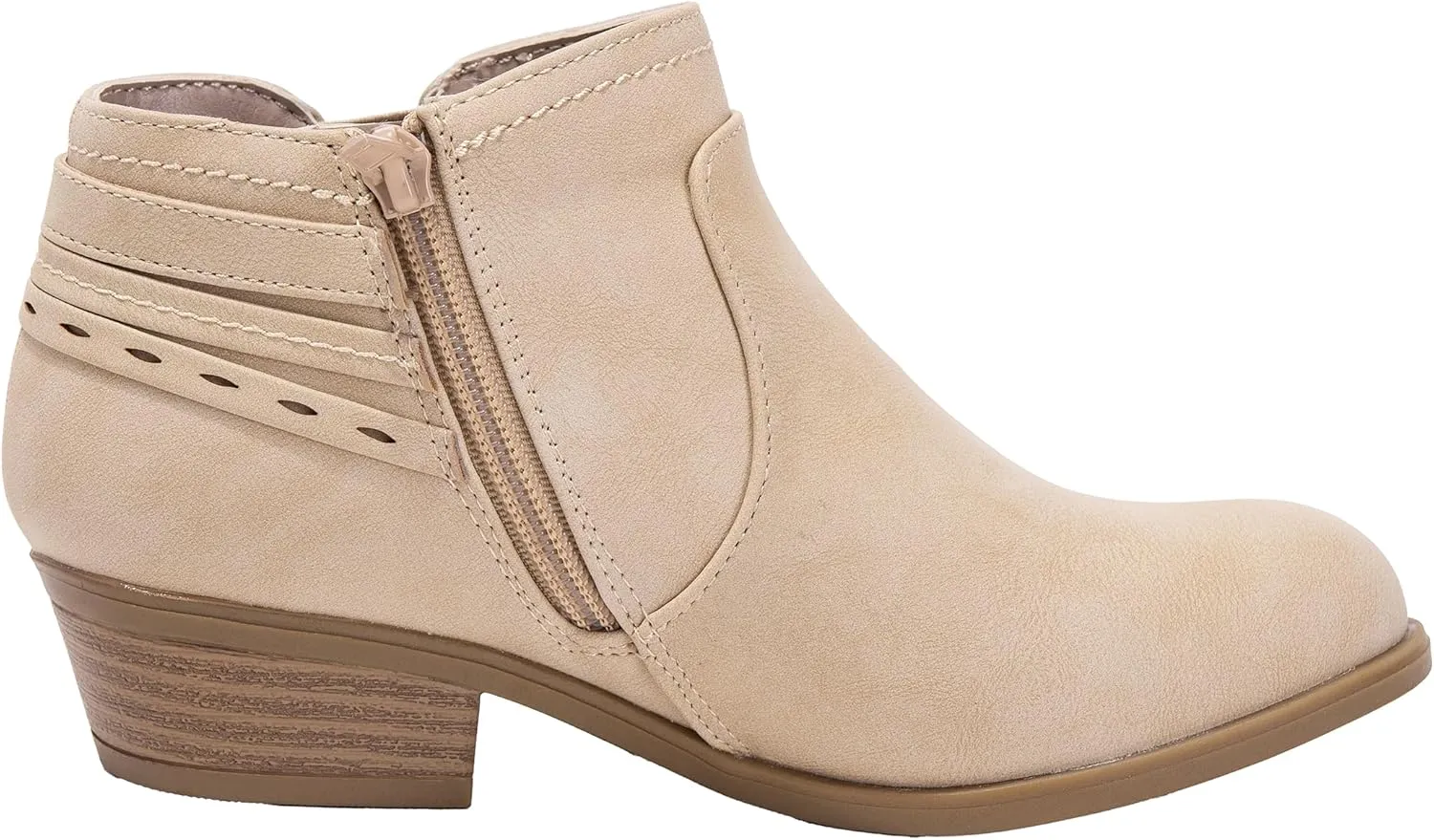 ~ RICO-2 ~ Girls Ankle Booties Boots Low 1 Inch Heel Side Zipper Side Buckle Western Style