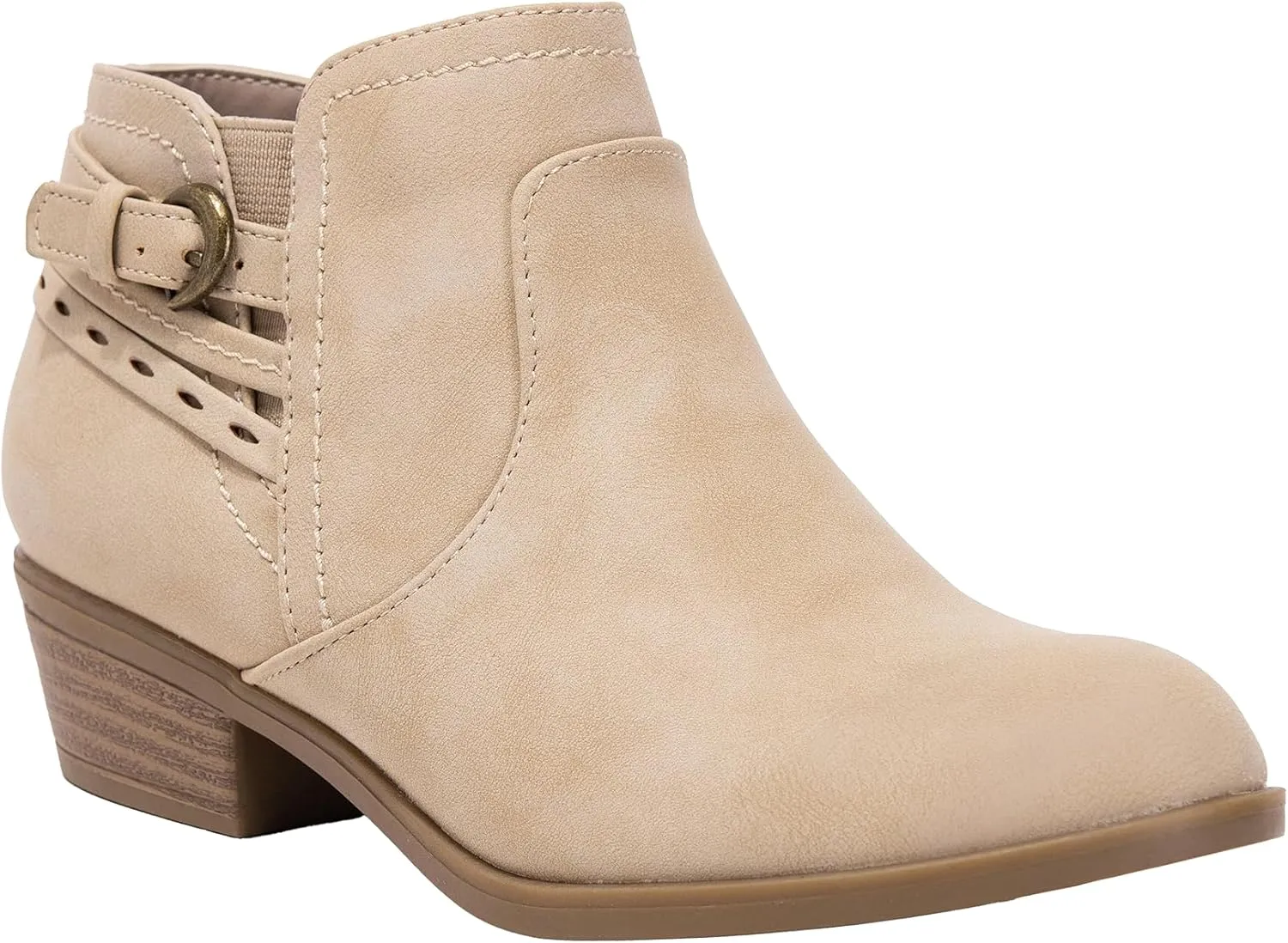 ~ RICO-2 ~ Girls Ankle Booties Boots Low 1 Inch Heel Side Zipper Side Buckle Western Style