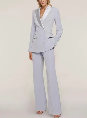 2 Piece Elegant Suit Double Breasted Peak Lapel Slim Fit Women Suit