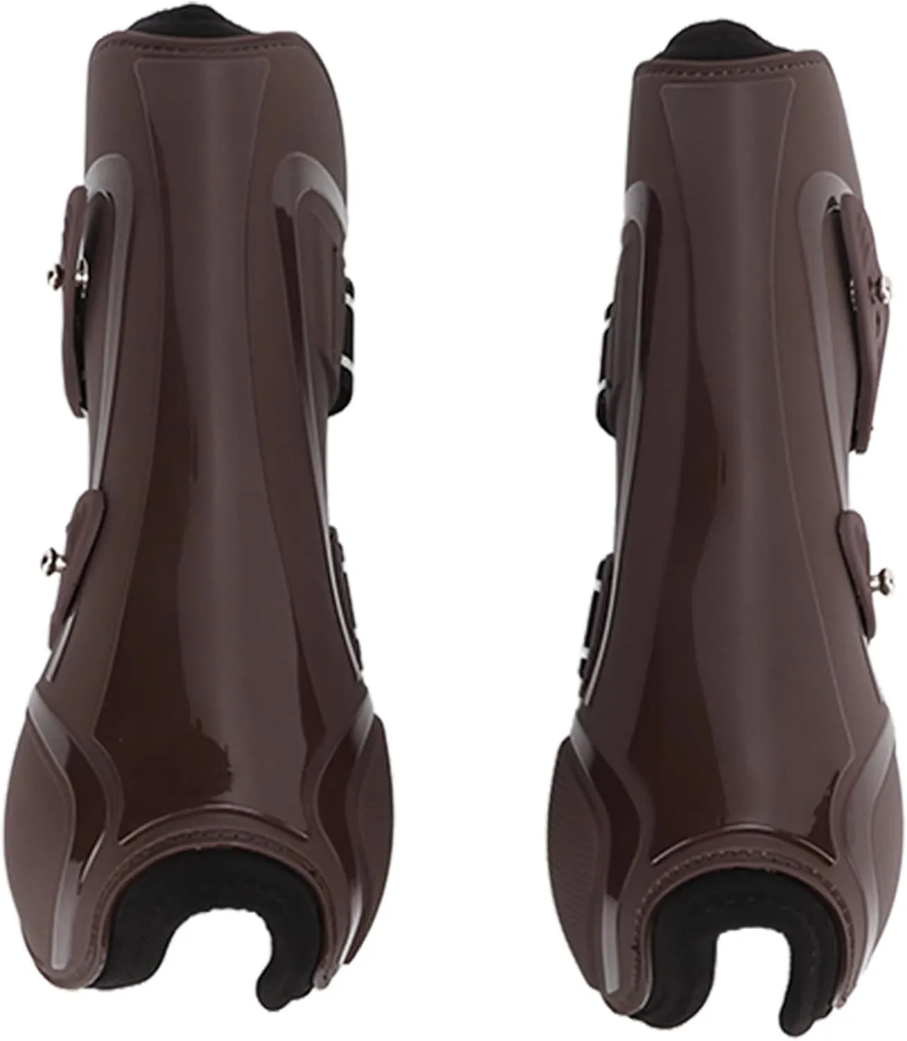 4pcs Horse Leg Protection Boots with PU Shell & Neoprene, Front & Rear, for Daily Use & Jumping, Brown Set Medium