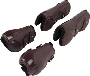 4pcs Horse Leg Protection Boots with PU Shell & Neoprene, Front & Rear, for Daily Use & Jumping, Brown Set Medium