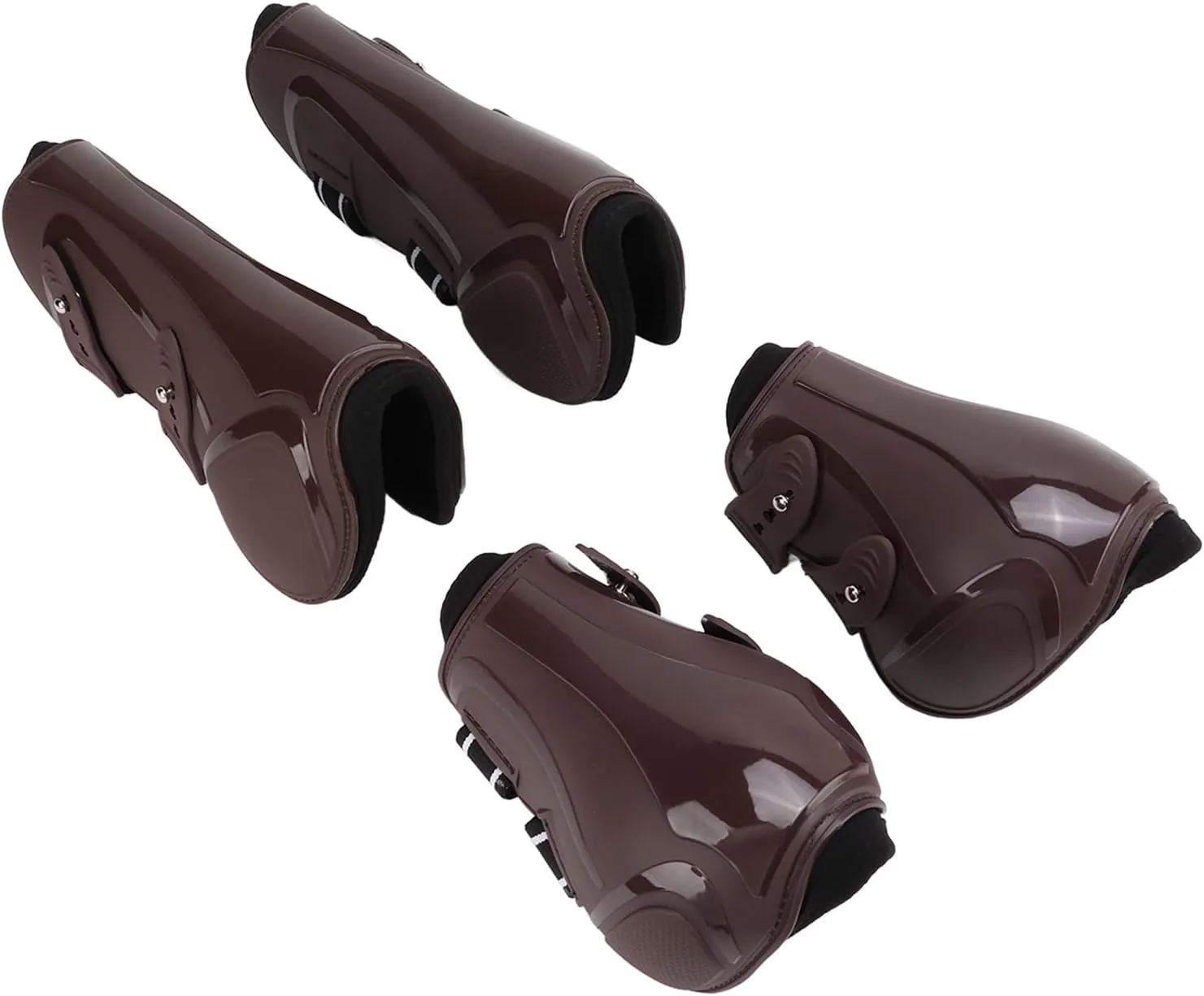 4pcs Horse Leg Protection Boots with PU Shell & Neoprene, Front & Rear, for Daily Use & Jumping, Brown Set Medium