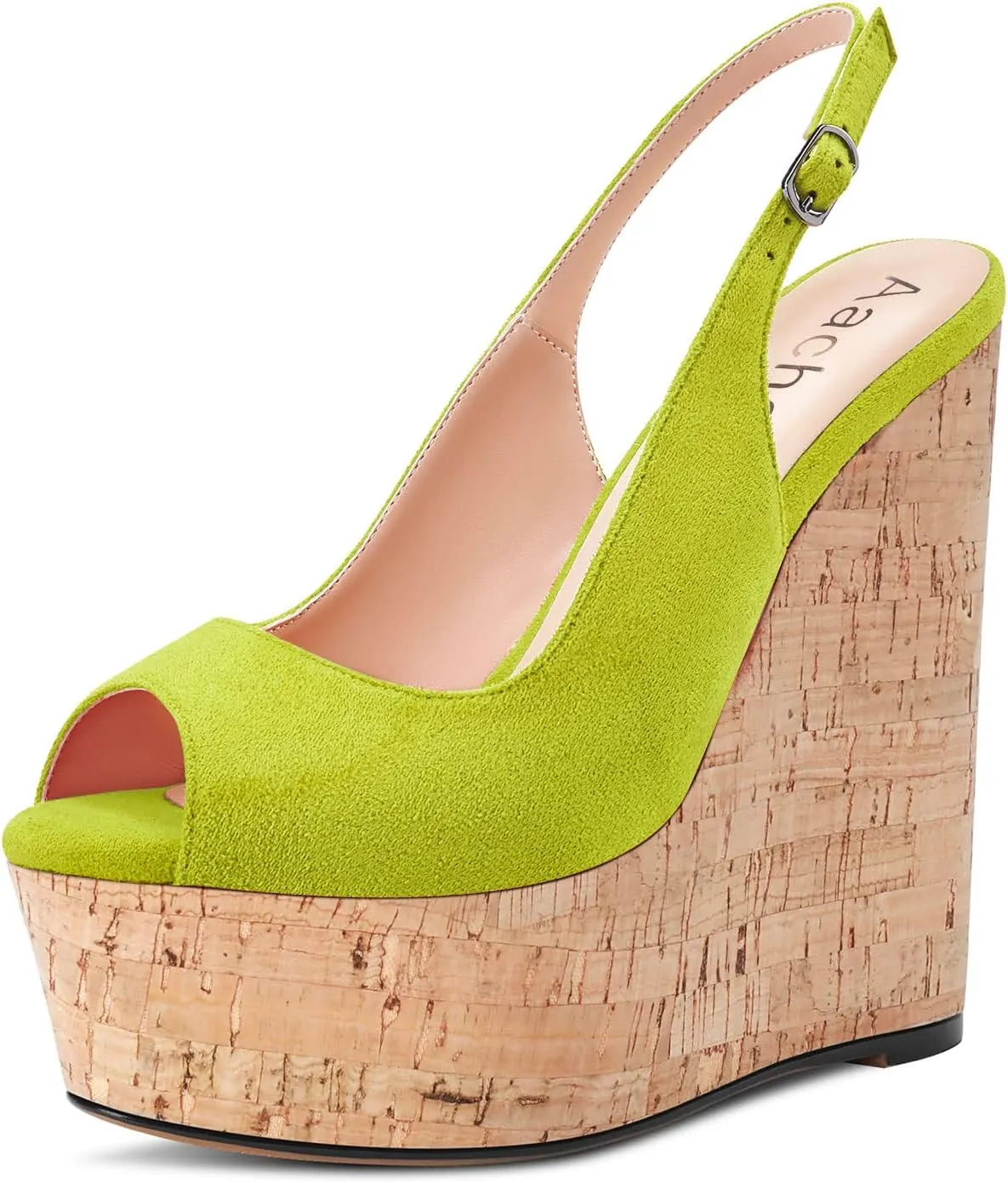 Aachcol Women Wedge Platform Pumps Peep Open Toe Ankle Strap Slingback Backstrap High Heel Dress Shoes Sandals Suede 6 Inch