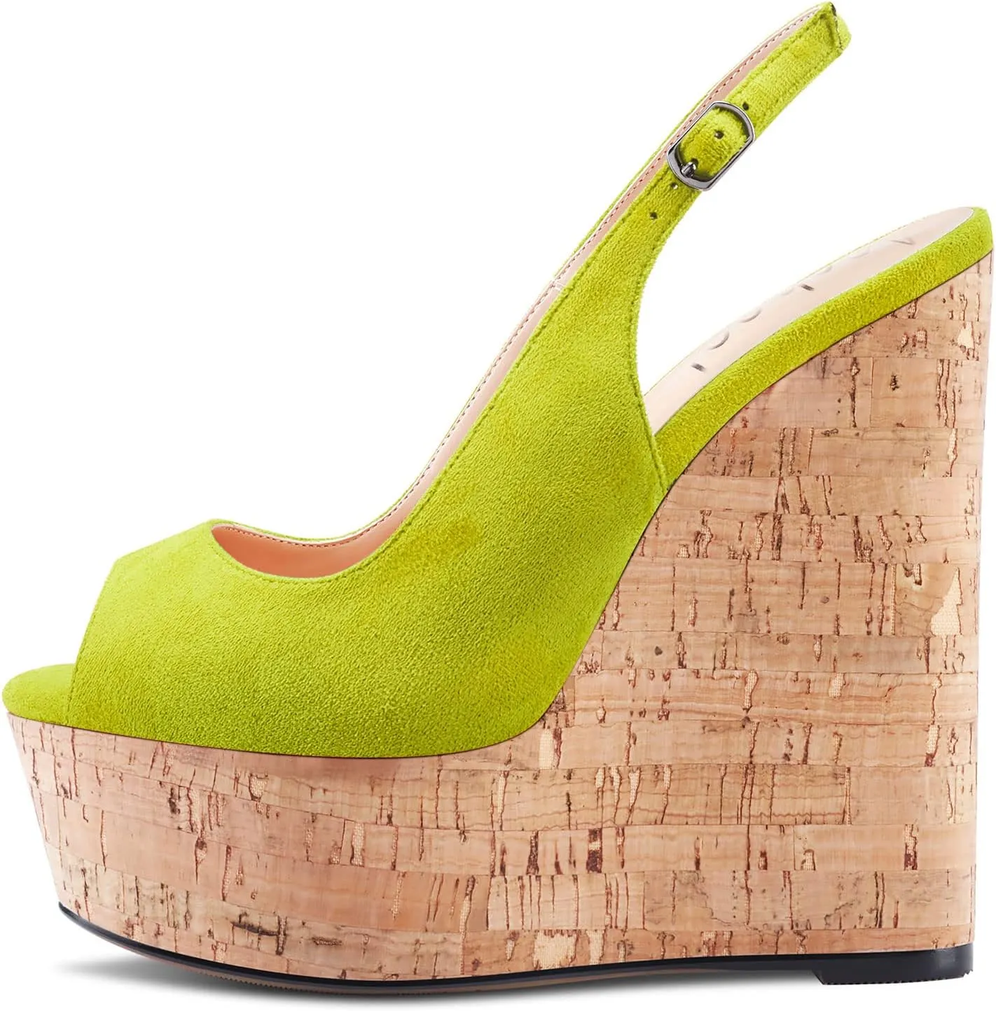 Aachcol Women Wedge Platform Pumps Peep Open Toe Ankle Strap Slingback Backstrap High Heel Dress Shoes Sandals Suede 6 Inch
