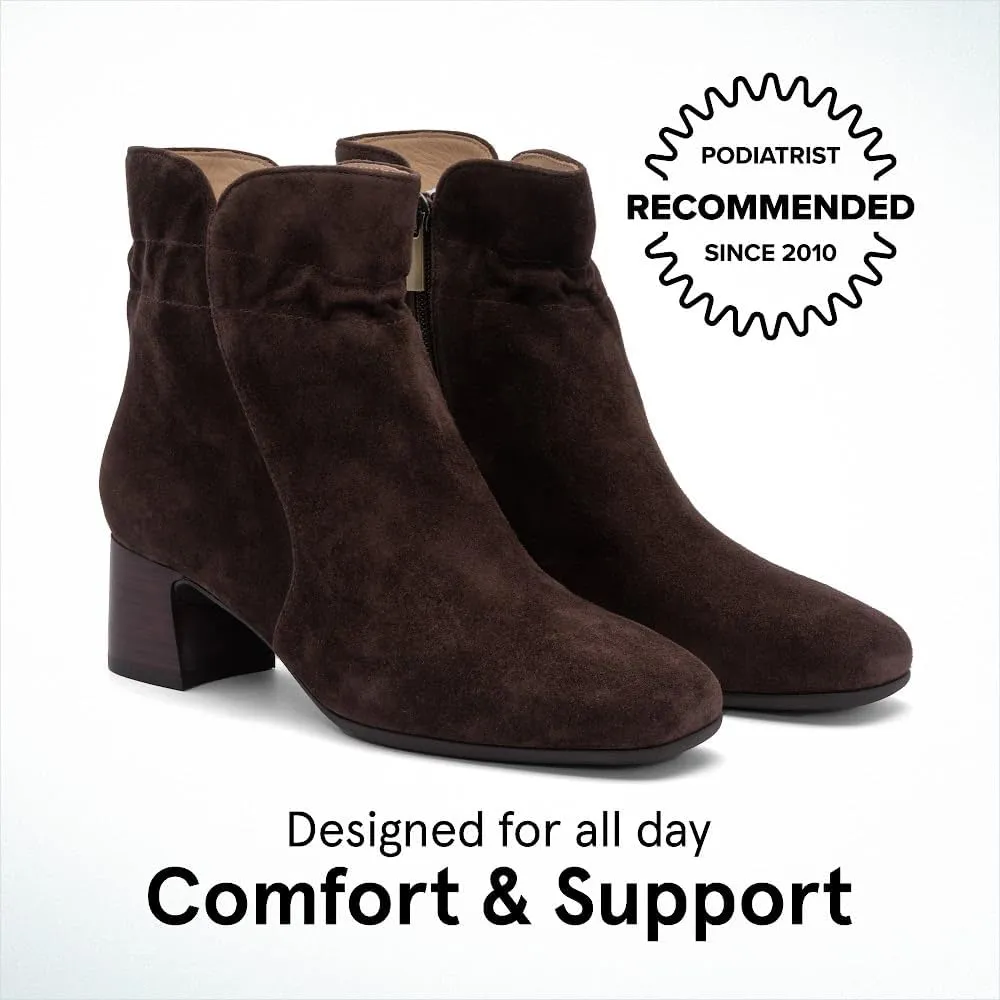 ABEO Avenue Mid Ankle Booties for Women | Fall Boots for Women | Water Resistant Leather | Built-In Orthotic Insole