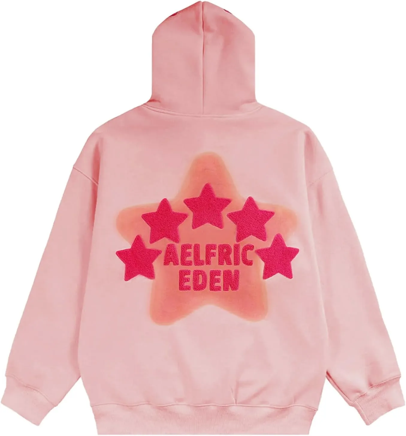 Aelfric Eden Womens Graphic Hoodies Pink Star Print Hoodie Unisex Oversized Hoodies Long Sleeve Pocket Pullover