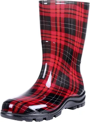 Asgard Women's Mid Calf Rain Boots Printed Waterproof Rubber Boots Short Garden Shose
