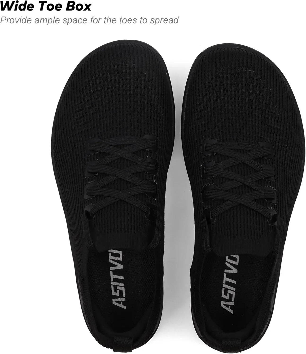 ASITVO Wide Women's Barefoot Zero Drop Sole Minimalist Width Toe Box Walking Shoes Sneakers Colourful Knit Upper
