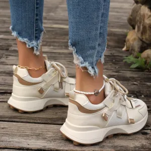 Autumn Ladies Casual Sneakers for Women Fashion Color Platform Shoes Mesh Breathable Lady Running Sporty Lace-up Shoes