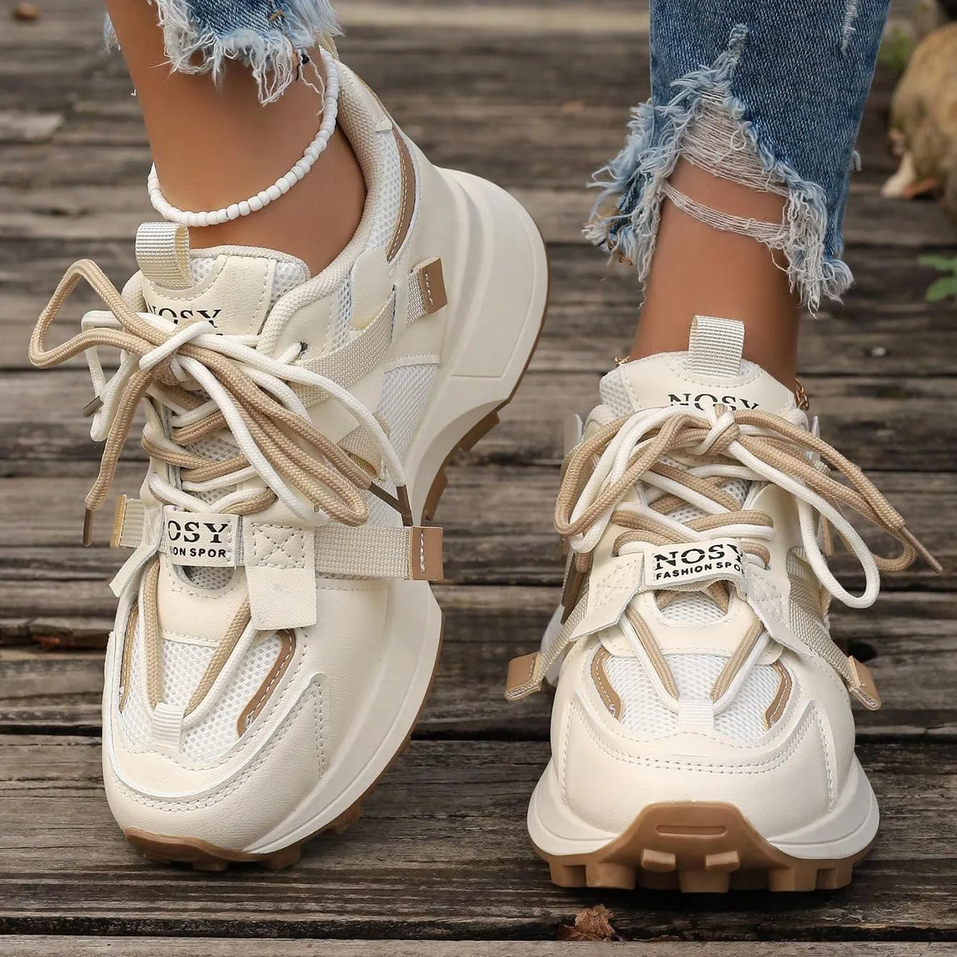 Autumn Ladies Casual Sneakers for Women Fashion Color Platform Shoes Mesh Breathable Lady Running Sporty Lace-up Shoes