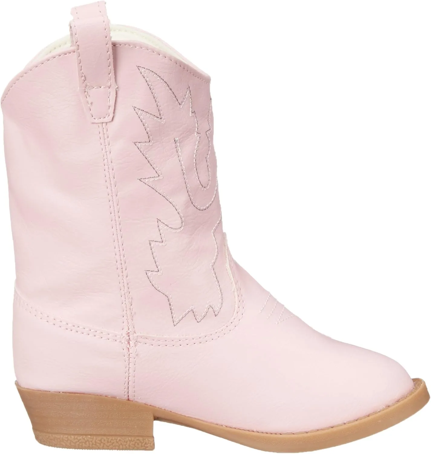 Baby Deer, Faux-leather, Rubber-soled, Kids Pointed Toe Western Boot for Boy or Girl Children with Ornamental Cowboy Stitching