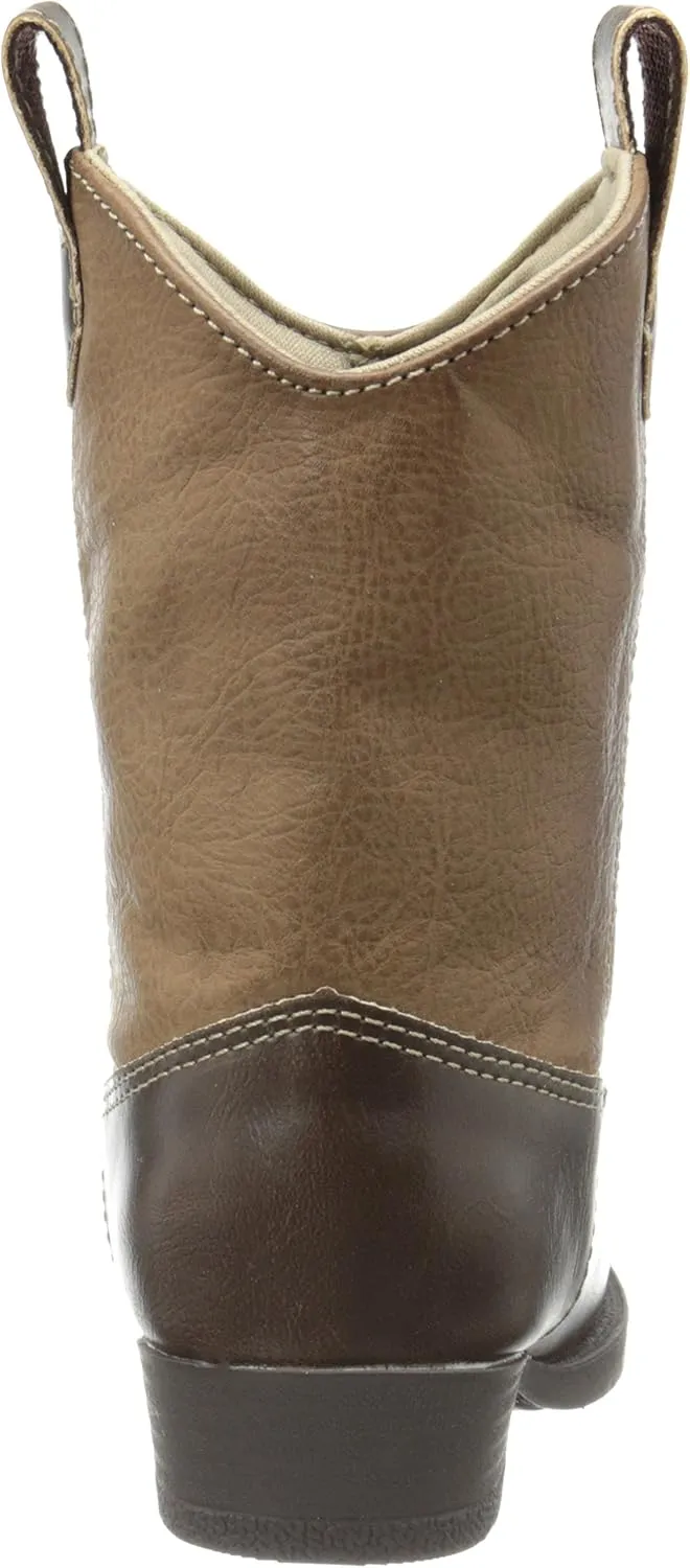 Baby Deer, Faux-leather, Rubber-soled, Kids Pointed Toe Western Boot for Boy or Girl Children with Ornamental Cowboy Stitching