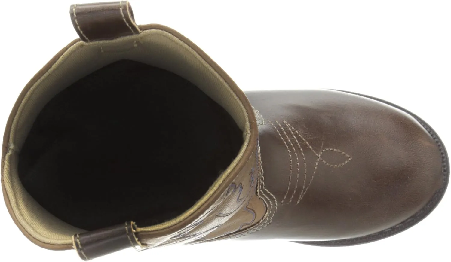 Baby Deer, Faux-leather, Rubber-soled, Kids Pointed Toe Western Boot for Boy or Girl Children with Ornamental Cowboy Stitching