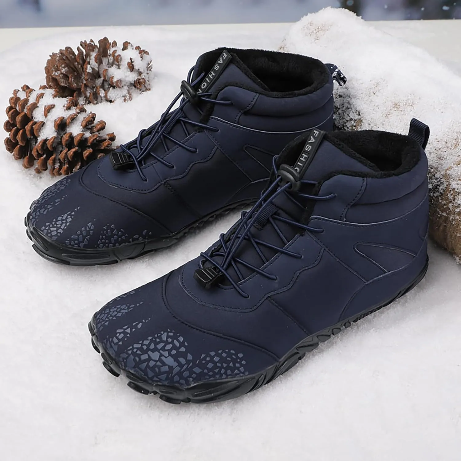 Barefoot Shoes Men Women Wide Toe Box Winter Minimalist Trail Runner Padded Warm Casual Hiking Cotton Boots Sneakers