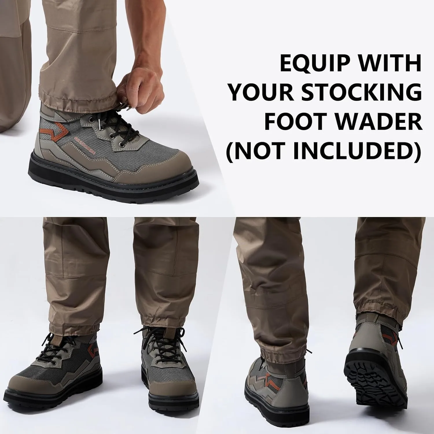BASSDASH IMMERSE Men’s Wading Boots Breathable Mesh Lightweight Anti-Slip Rubber Sole for Fly Fishing