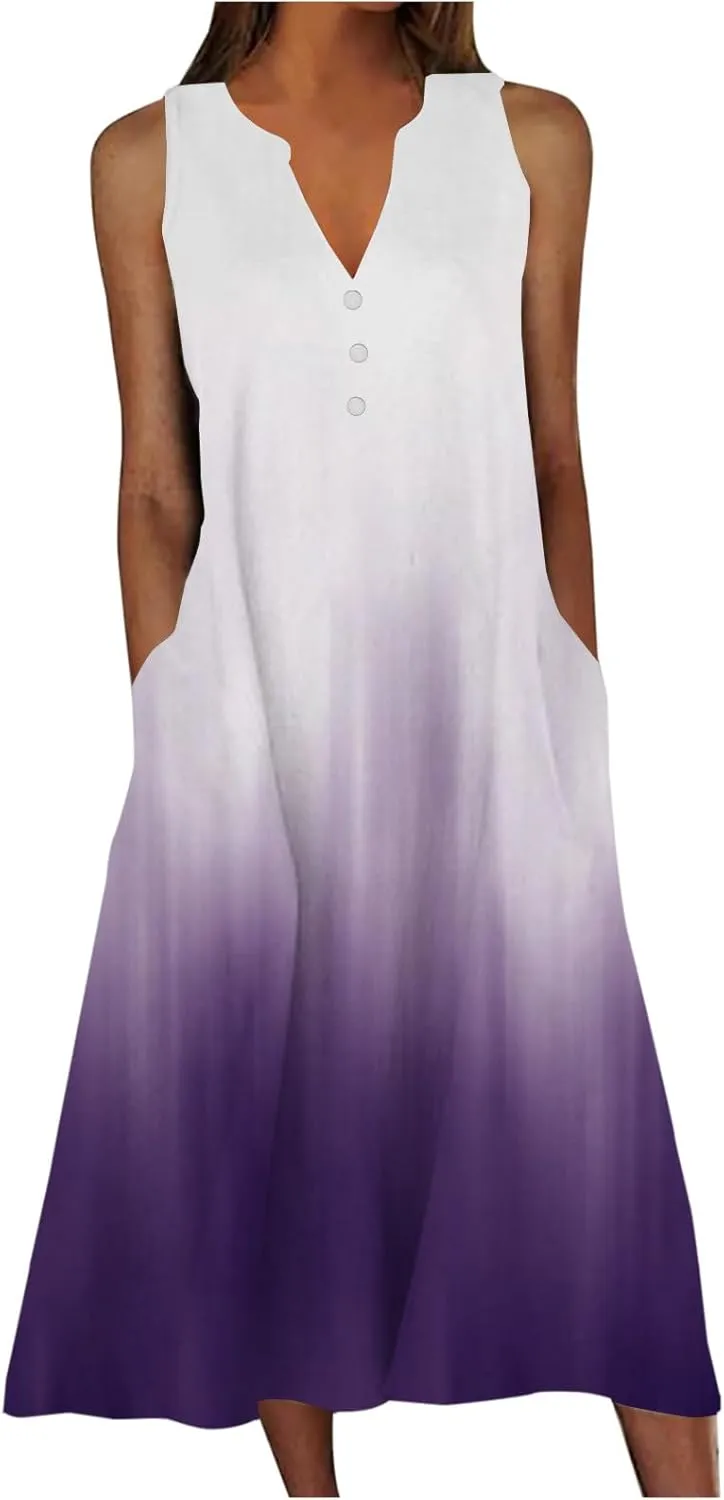 Beach Sundresses for Women 2025 Vacation Casual Plus Size Midi Sun Dress Loose Flowy Summer Boho Long Dresse Trendy