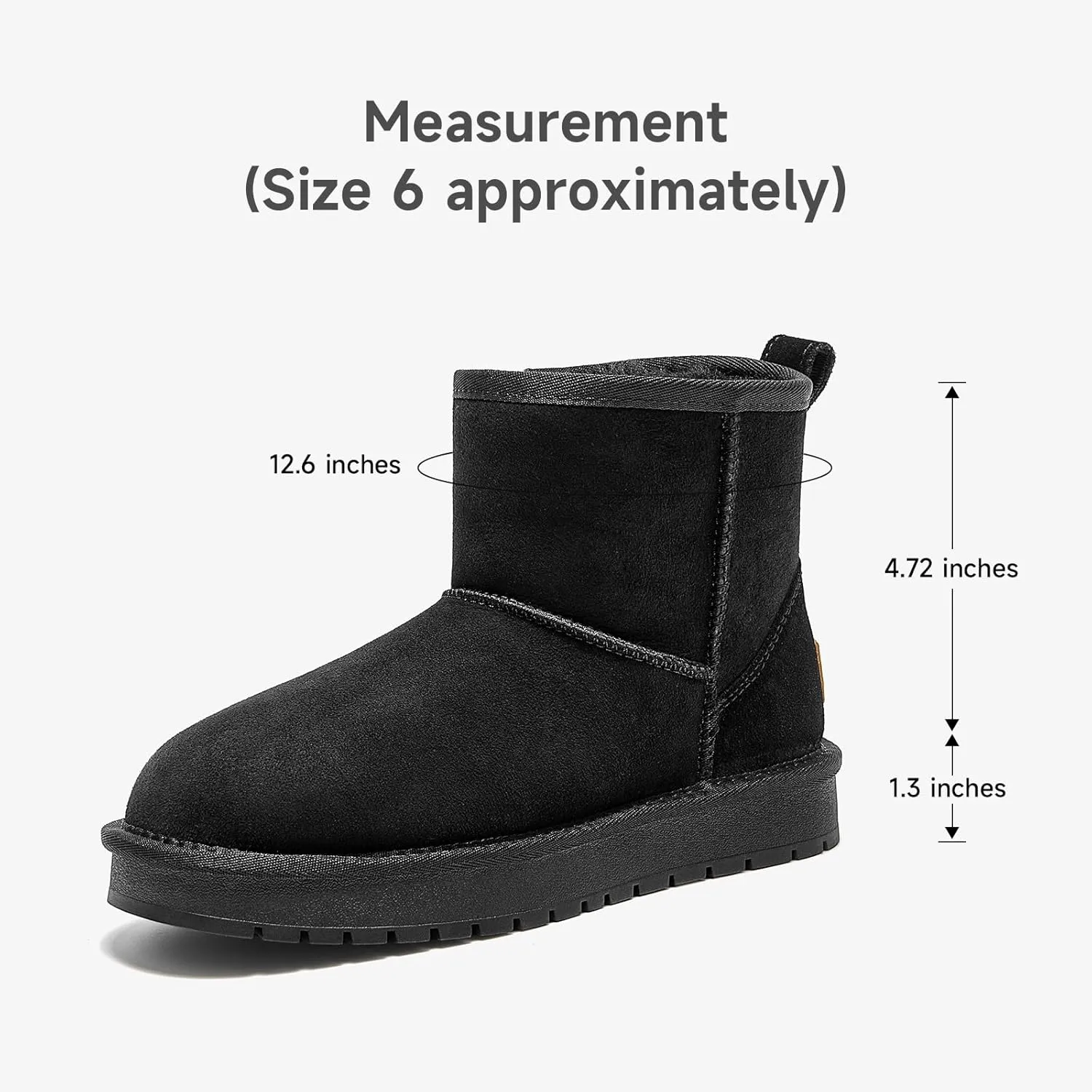 BEAU TODAY Snow Boots for Women Genuine Sheepskin Shearling Winter Non-Slip Ankle Booties Warm Fur Iining Platform Comfortable Round Toe Boots Pull-on Walking Shoes Outdoors