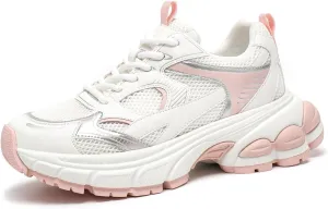 BEAU TODAY Womens Walking Shoes Fashion Platform Chunky Sneakers for Women Lace-up Casual Mesh Breathable Running Tennis Trendy Athletic Sneakers