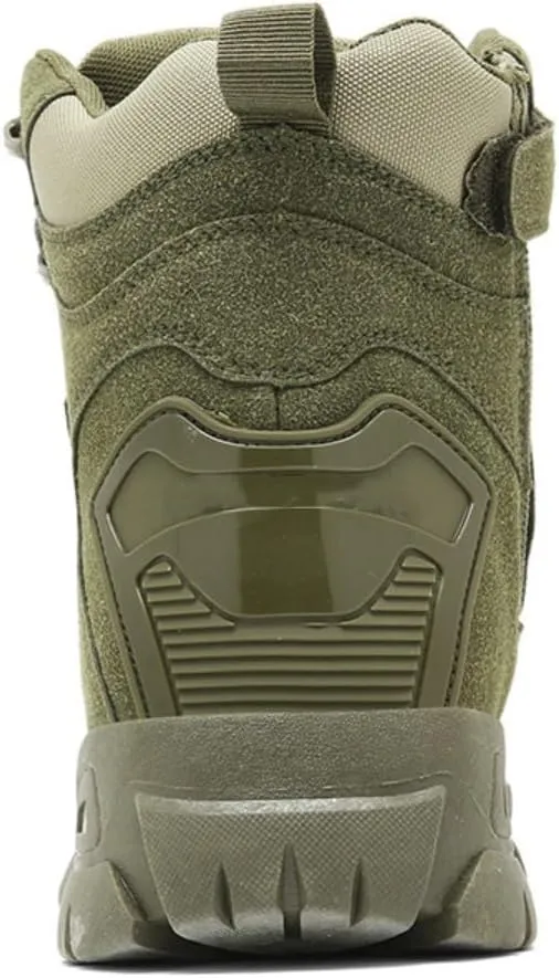 Bitiger Men's Combat Boots with Side Zipper Velcro and Casual Outdoor Mountaineering Trekking Commando Tactical Boots