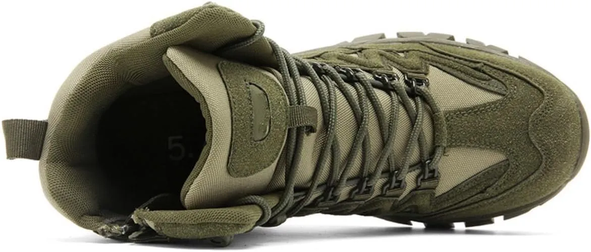 Bitiger Men's Combat Boots with Side Zipper Velcro and Casual Outdoor Mountaineering Trekking Commando Tactical Boots