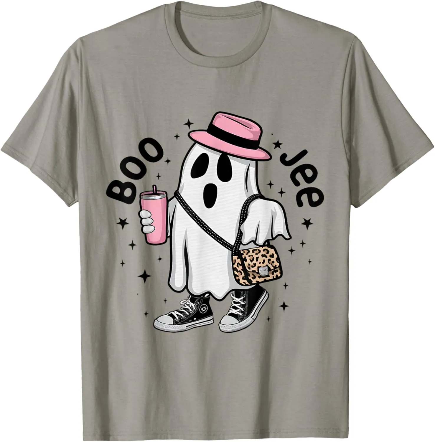BOO-JEE Halloween Ghost Pink Hat, Leopard Bag Converse Shoes T-Shirt