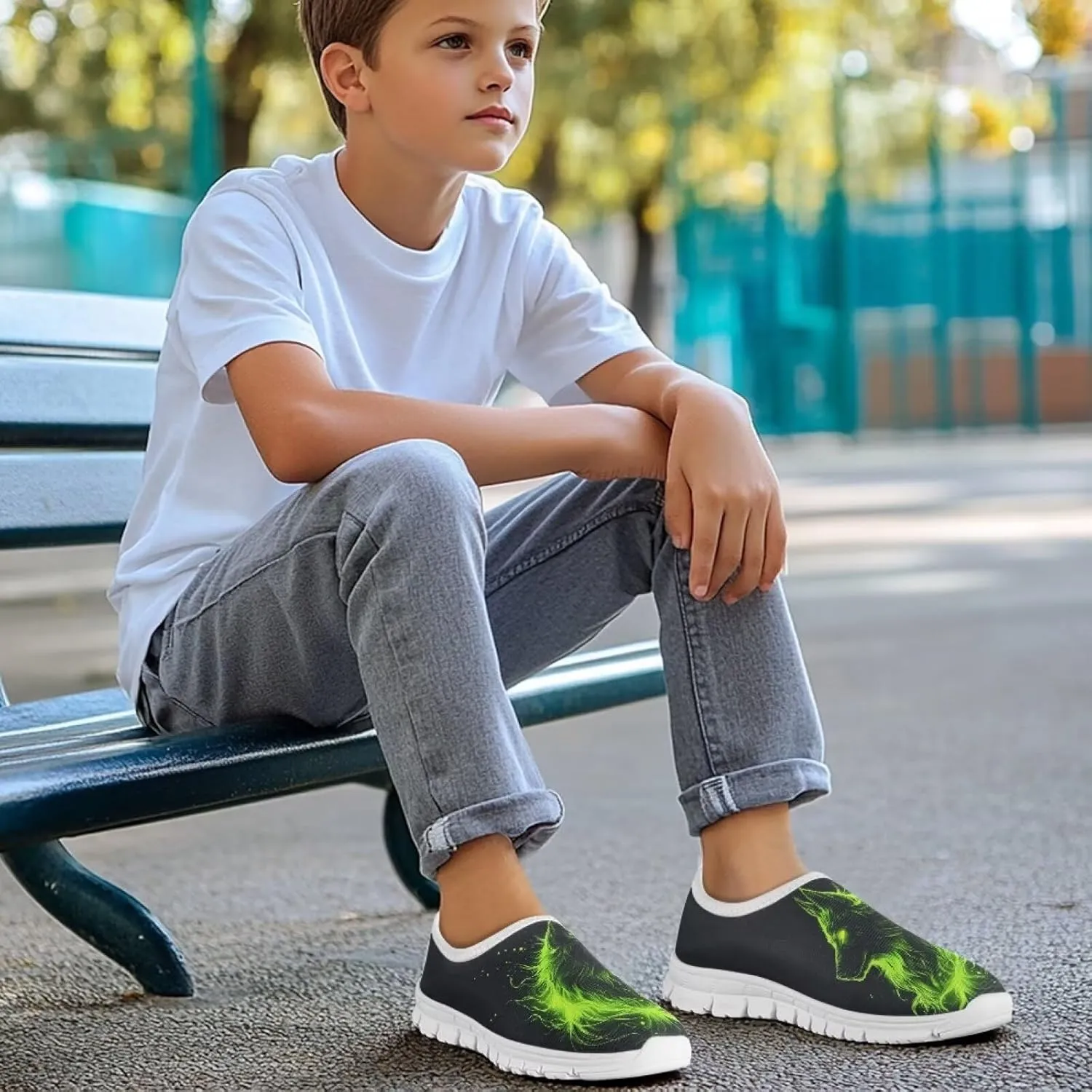 Boys Tennis Shoes Cute Slip On Sneakers for Little Kids Running Shoes