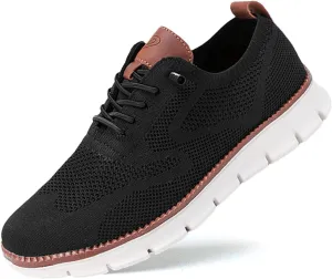 Breeze Men's Urban Ultra Comfortable Mesh Dress Sneakers - Business Casual Walking Shoes (Black, 11)