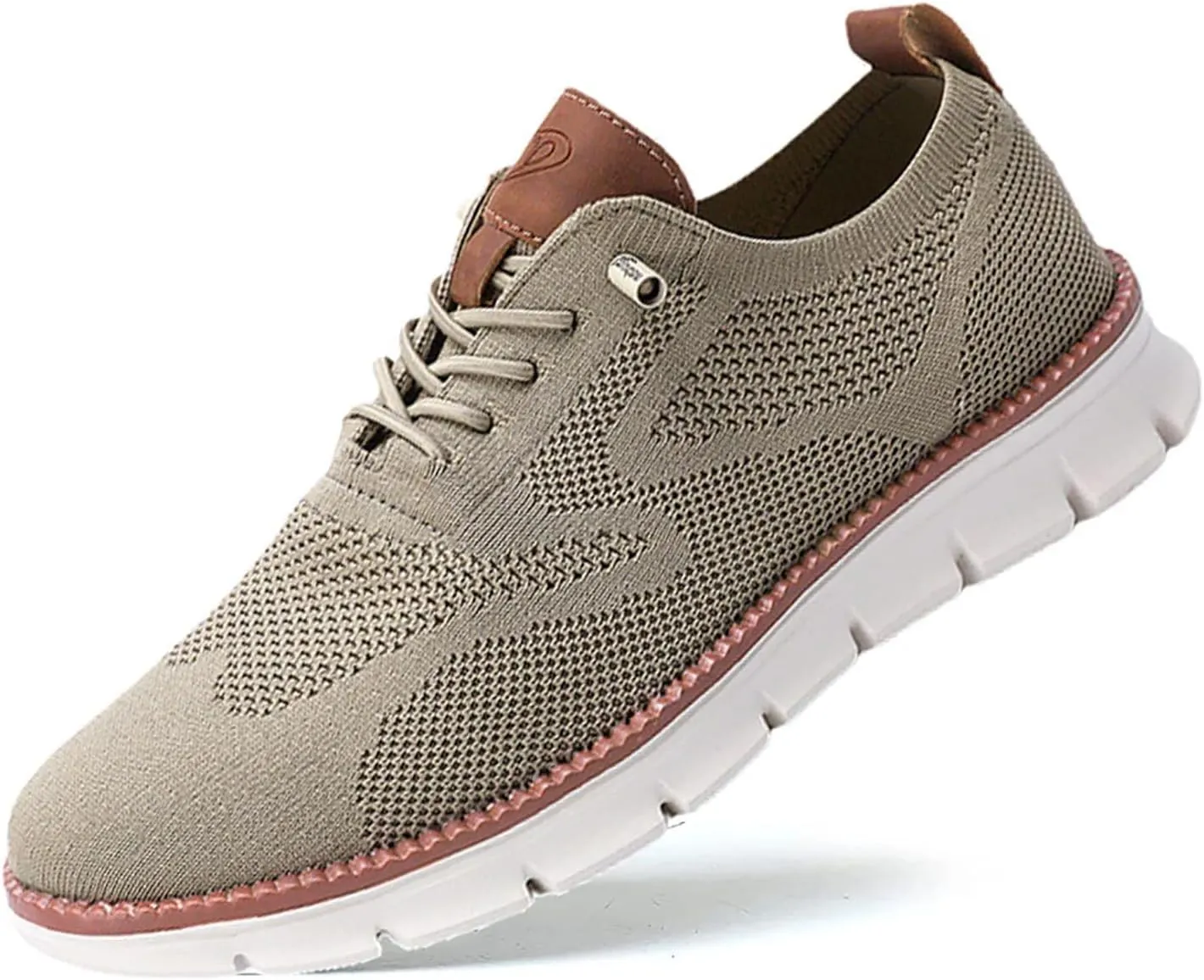 Breeze Men's Urban Ultra Comfortable Mesh Dress Sneakers - Business Casual Walking Shoes (Khaki, 11.5)