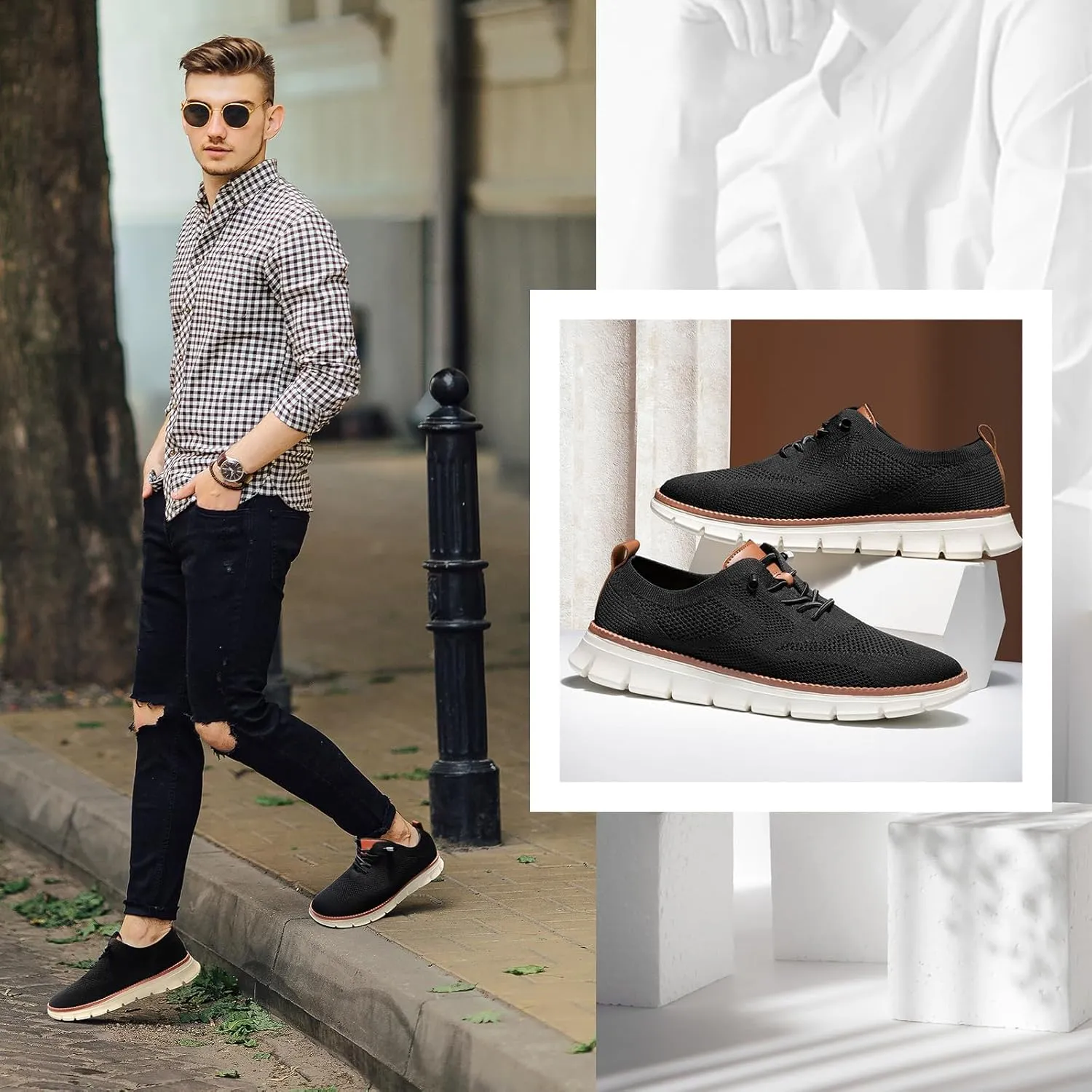 Breeze Shoes for Men,Business Casual Shoes Mens,Comfortable Breeze Urban Shoe for Men,Oxfords Mesh Dress Sneakers,Breathable Upper Wearbreeze Footwear,Lace-Up Lightweight Tennis Walking Shoe
