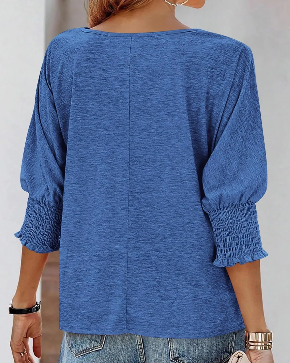 BTFBM Womens Casual 3/4 Sleeve Tops Dressy Spring Summer T Shirts 2025 Crewneck Loose Tunic Vacation Blouses