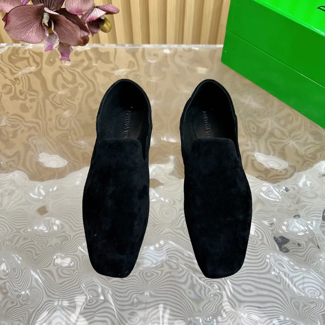 BV Grained Black Suede Calfskin Adamo Slippers 957399