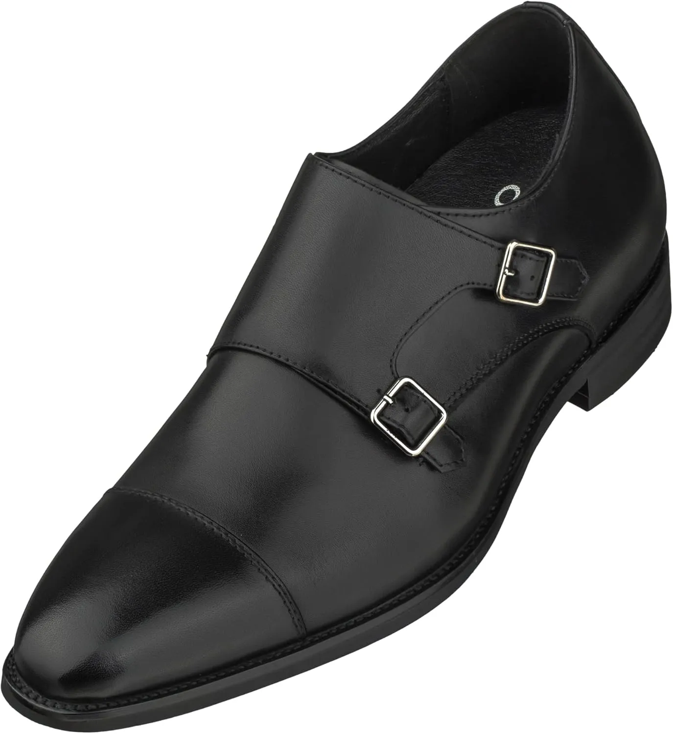 CALTO Men's Invisible Height Increasing Elevator Shoes - Black Premium Leather Slip-on Lightweight Casual Loafers - 3 Inches Taller - S3506 - Size 12 D(M) US