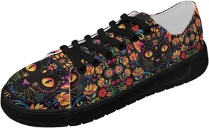 Canvas Sneakers for Women Low Top Lace Up Shoes Comfortable Canvas Tennis Shoes with Anti Skid EVA Sole Dressy Flats