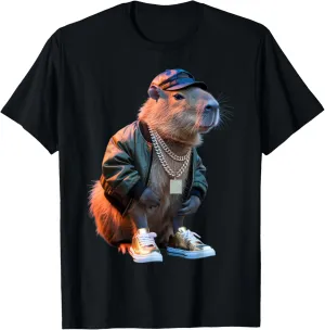 Capybara Swag Chains Hat Sneakers Style Hip Hop Capybara T-Shirt