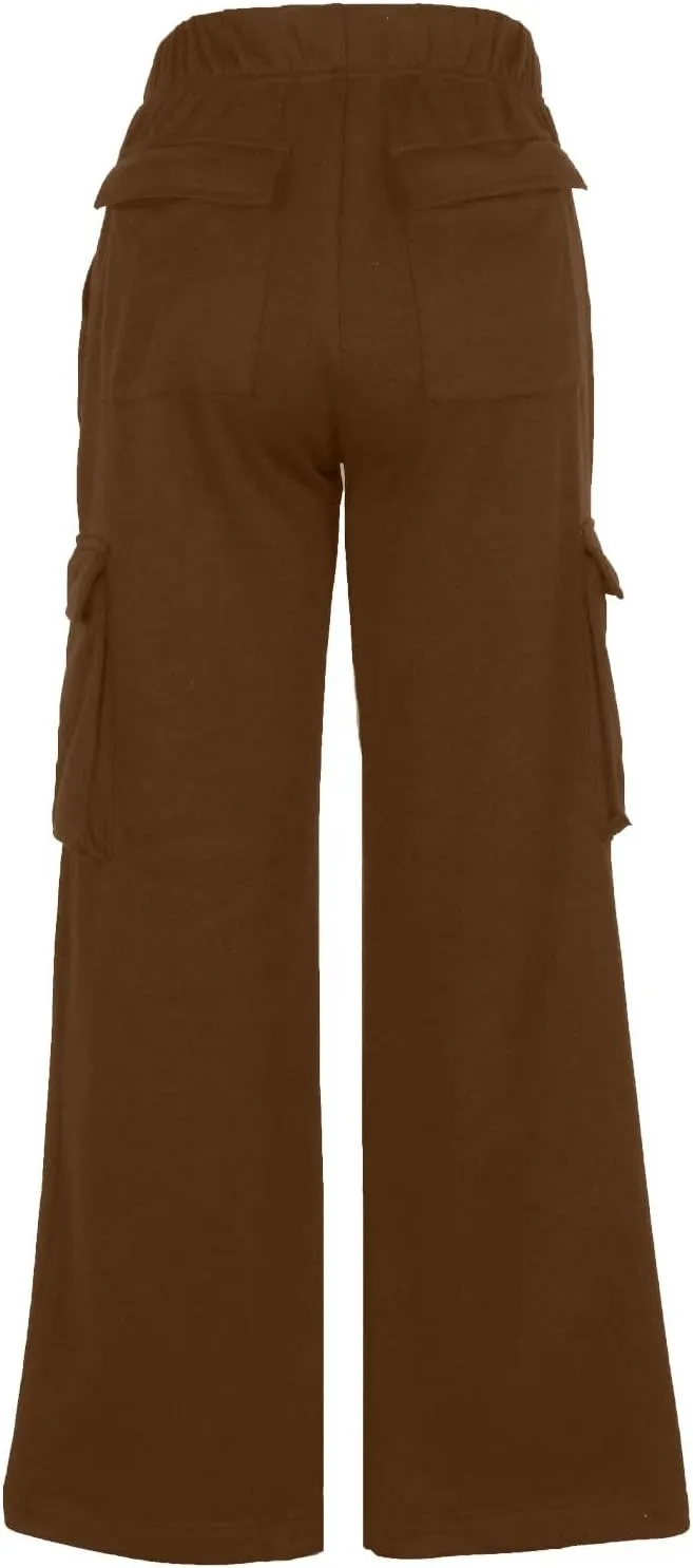 Cargo Sweatpants for Women Straight Wide Leg Drawstring Elastic Joggers Loose Trendy High Waisted Sweatpants