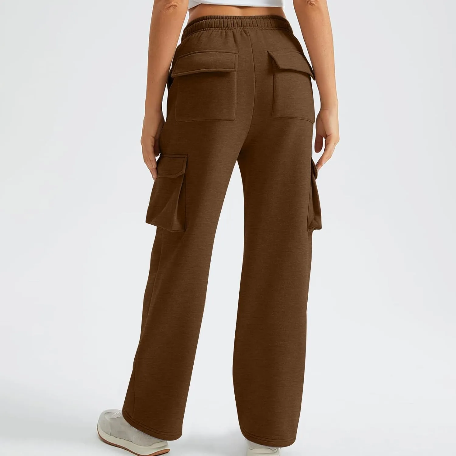 Cargo Sweatpants for Women Straight Wide Leg Drawstring Elastic Joggers Loose Trendy High Waisted Sweatpants