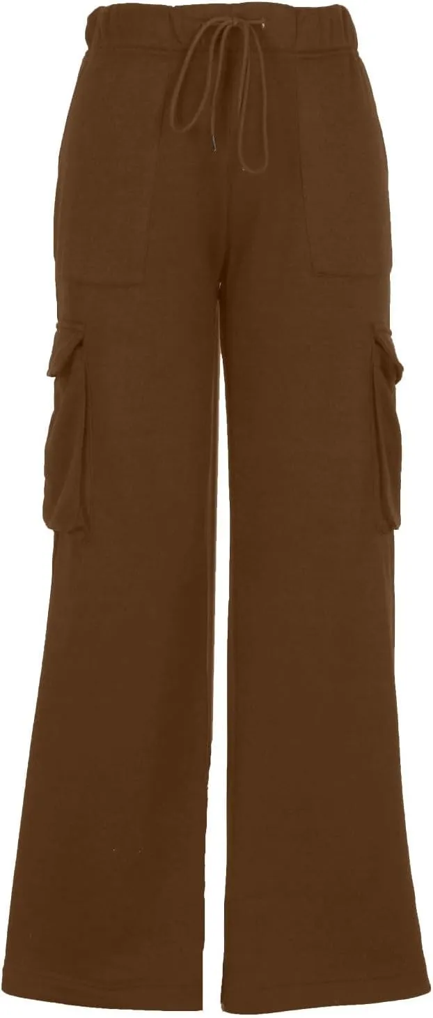 Cargo Sweatpants for Women Straight Wide Leg Drawstring Elastic Joggers Loose Trendy High Waisted Sweatpants