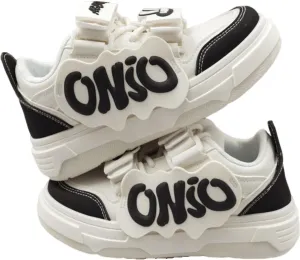 Cartoon Alphabet Shoes Walking Sneakers for Women Y2k Platform Shoes for Women Spring Summer Vacation (Black & White,6)
