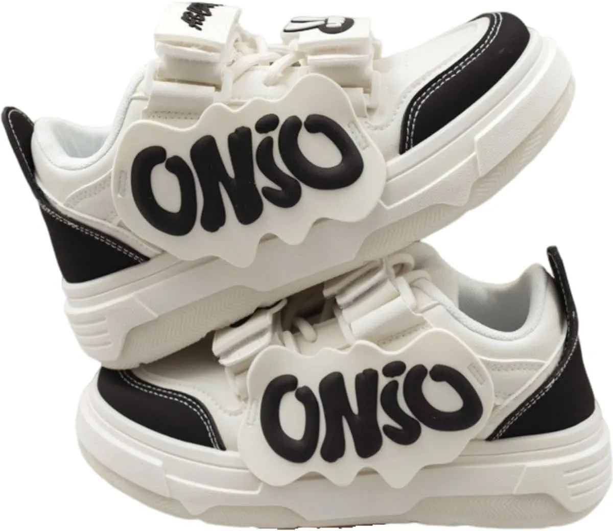 Cartoon Alphabet Shoes Walking Sneakers for Women Y2k Platform Shoes for Women Spring Summer Vacation (Black & White,6)