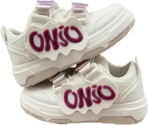 Cartoon Alphabet Shoes Walking Sneakers for Women Y2k Platform Shoes for Women Spring Summer Vacation (White & Purple,7.5)