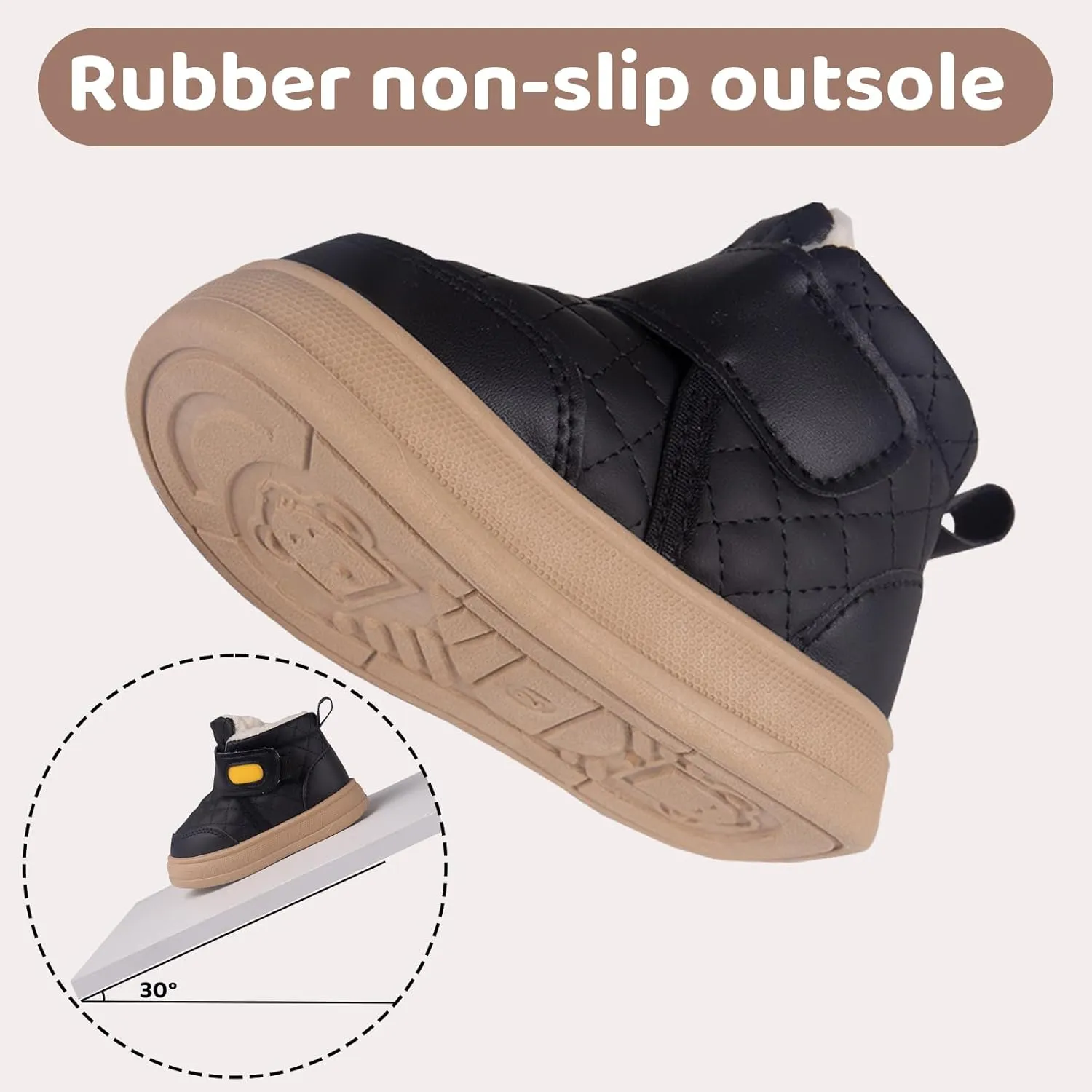 Charrost Baby Toddler Boy Girl Snow Winter boots Size 5 Toddler Ankle boots 12-18Months Waterproof&Water-resistant Warm Wide Barefoot Girls Boys Infant Black Winter shoes