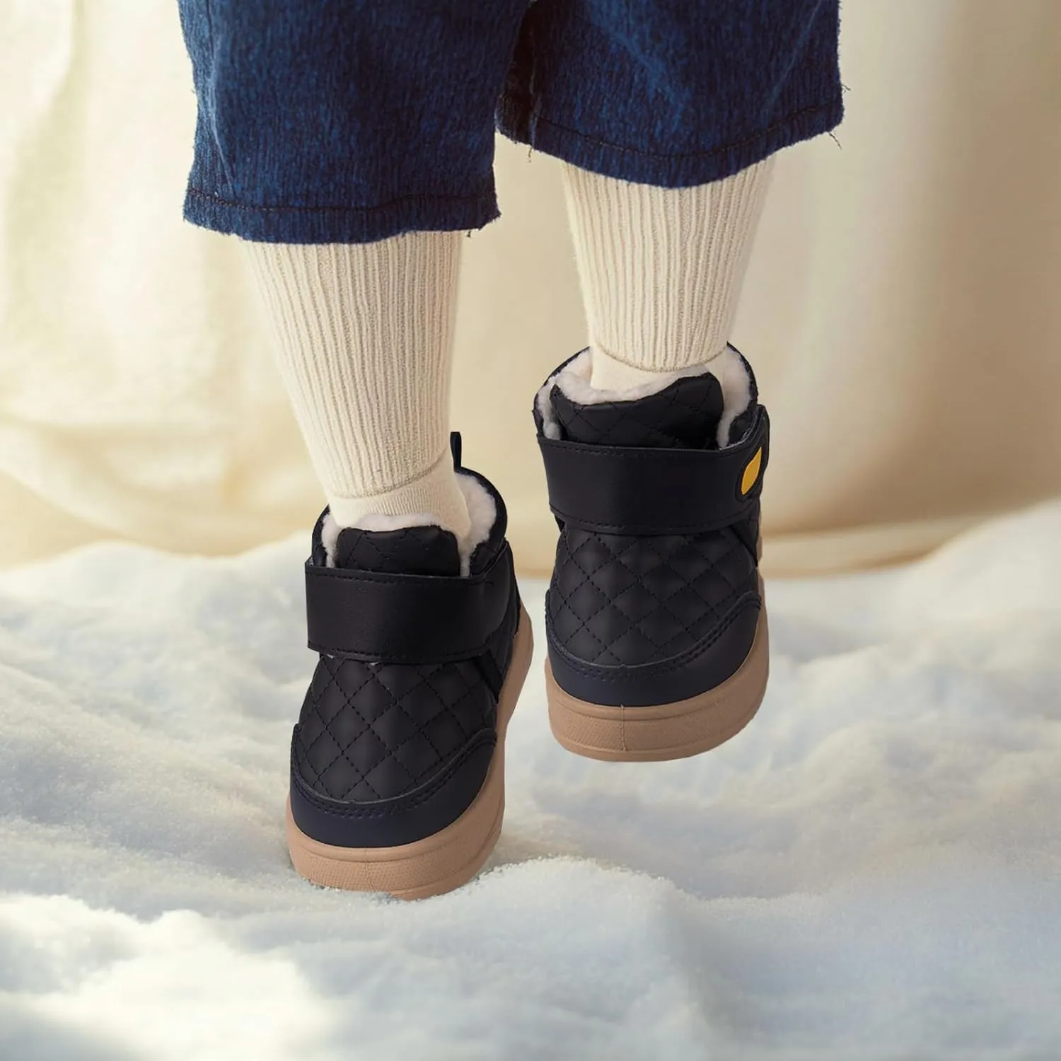 Charrost Baby Toddler Boy Girl Snow Winter boots Size 5 Toddler Ankle boots 12-18Months Waterproof&Water-resistant Warm Wide Barefoot Girls Boys Infant Black Winter shoes
