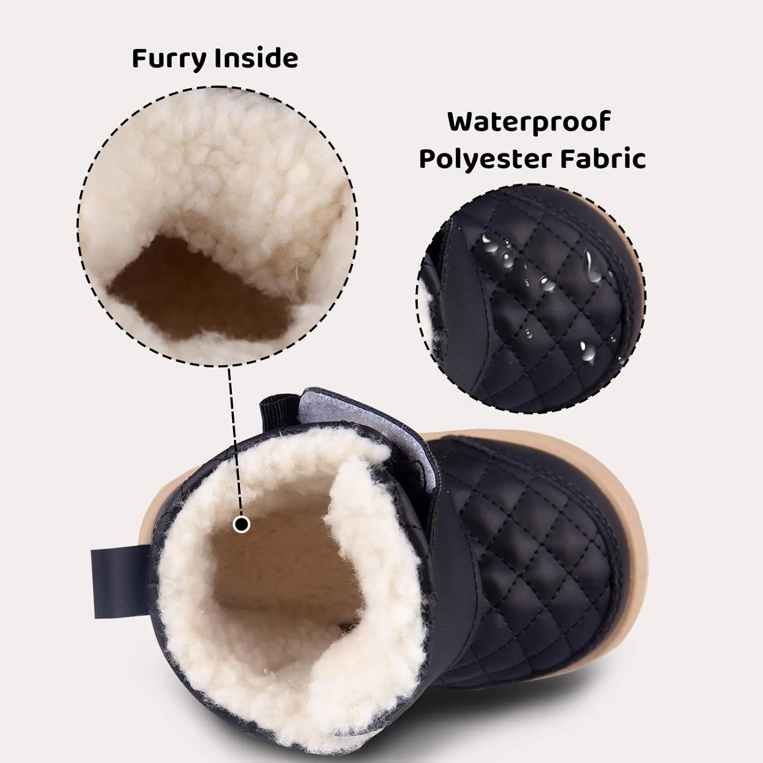 Charrost Baby Toddler Boy Girl Snow Winter boots Size 5 Toddler Ankle boots 12-18Months Waterproof&Water-resistant Warm Wide Barefoot Girls Boys Infant Black Winter shoes