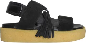 Clarks Originals Womens Crepe SNDL Suede Black Combi Sandals 6.5 US