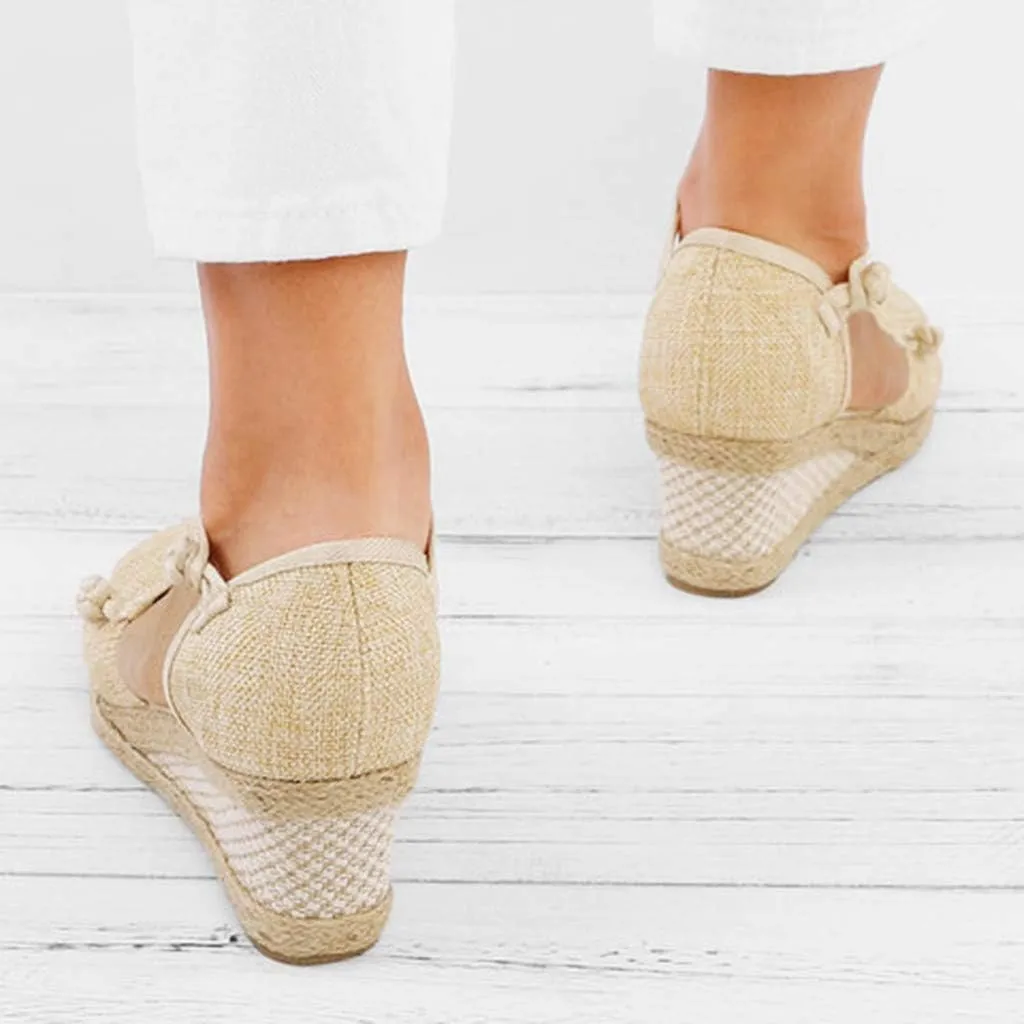 Closed Toe Espadrilles for Women Platform Mid Wedge Casual Shoes Ankle Strappy Comfortable Sandals Ladies Walking Shoes Lightweight Summer Shoe Breathable Sandal for Beach Wedding Dressy 2025 Fashion