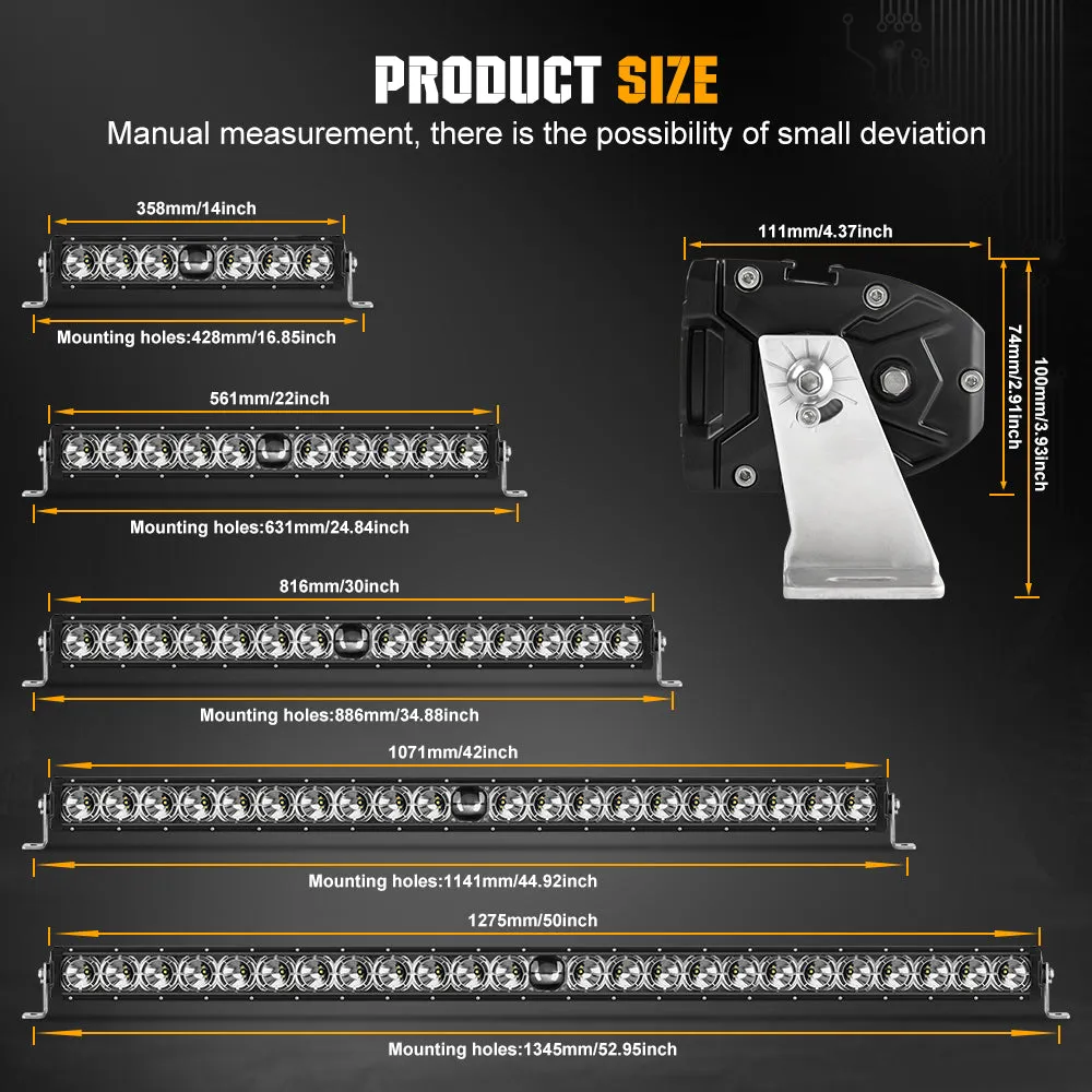 CO LIGHT 14inch Single Row Laser Light Bar With White Halo