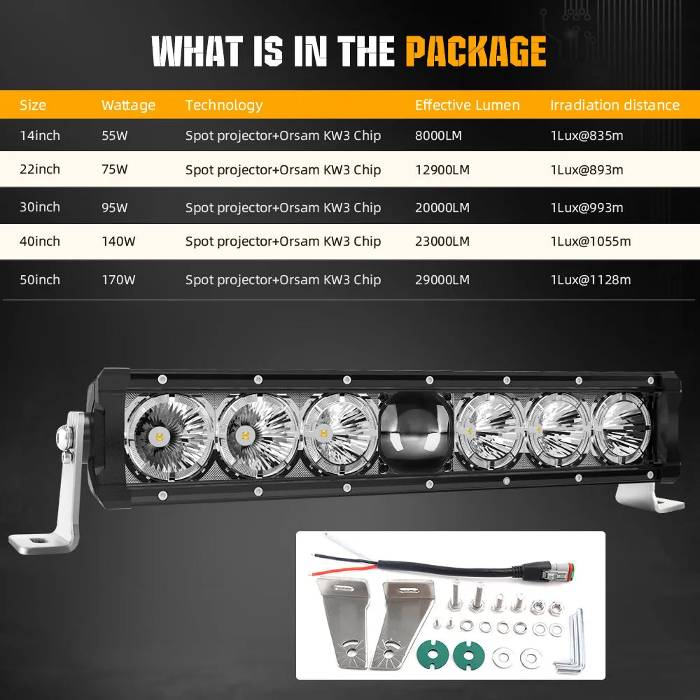 CO LIGHT 14inch Single Row Laser Light Bar With White Halo