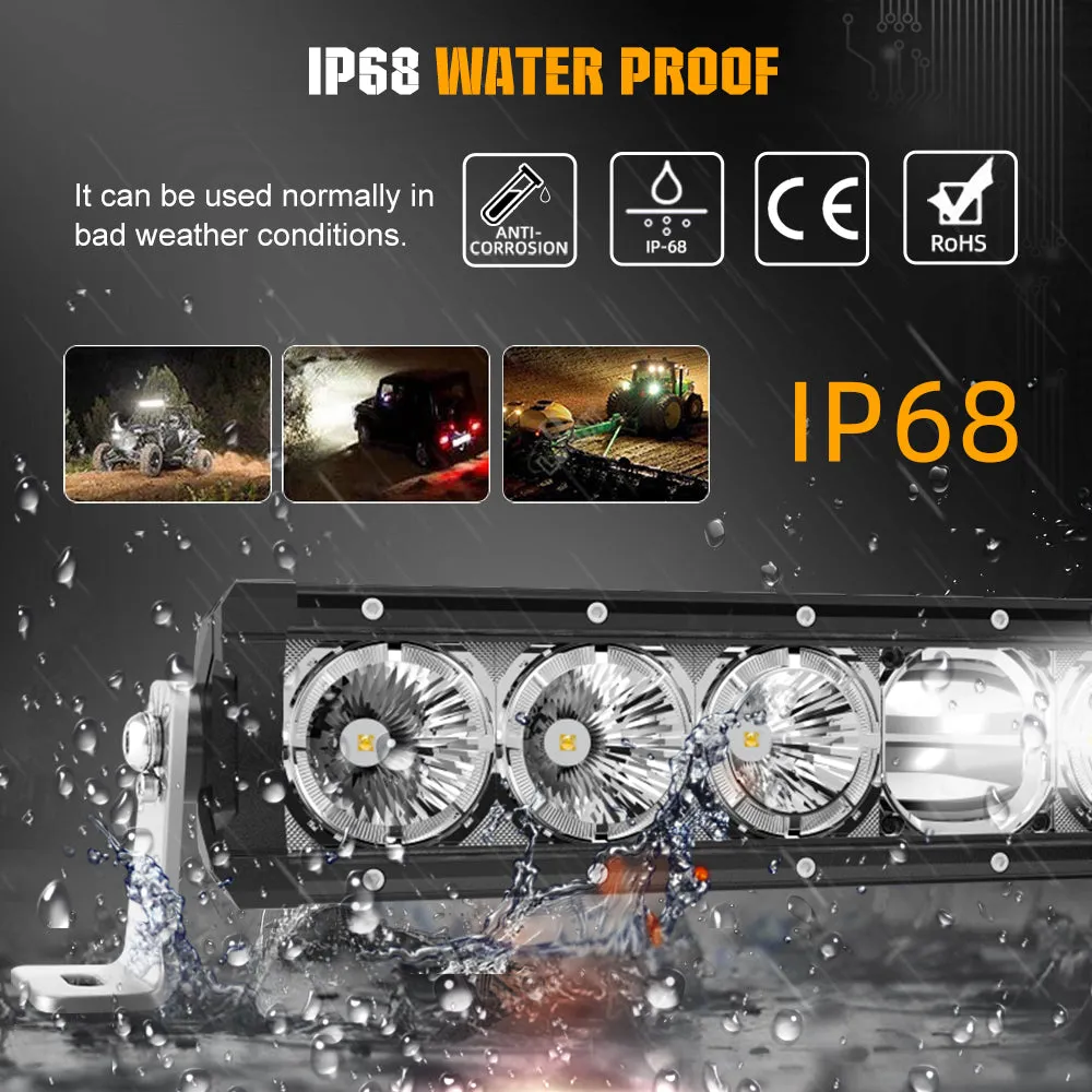 CO LIGHT 14inch Single Row Laser Light Bar With White Halo