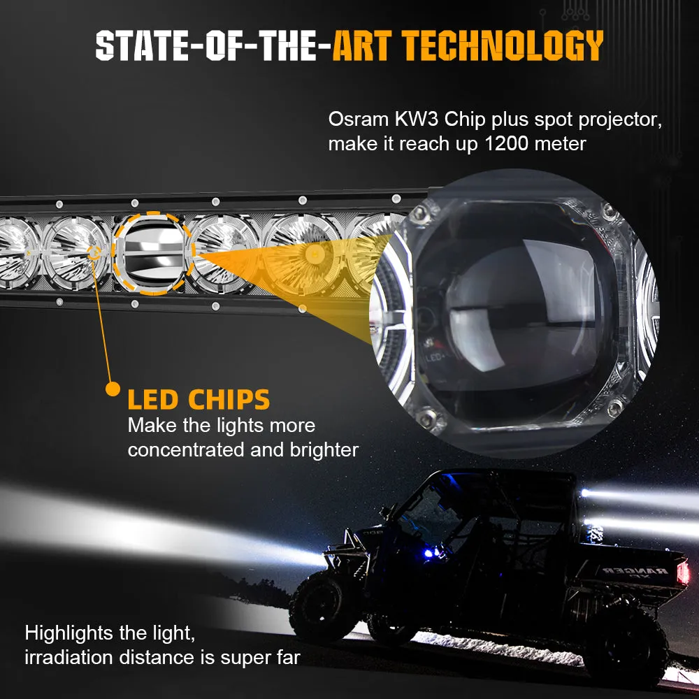 CO LIGHT 14inch Single Row Laser Light Bar With White Halo